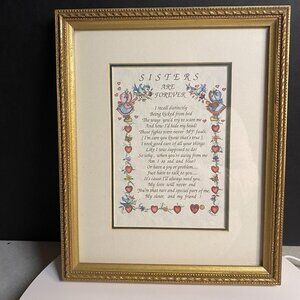 Sisters Are Forever Framed Art Print by S. Keene Folk Art